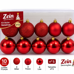 20273 - Kit Bolas Natalinas Zein nº 5 - Vermelhas, C/10