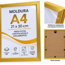 20265 - Moldura A4 21x30 Dourado MDF