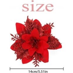 20271 - Flor Poinsétia de Natal Vermelha C/ Glitter 14cm